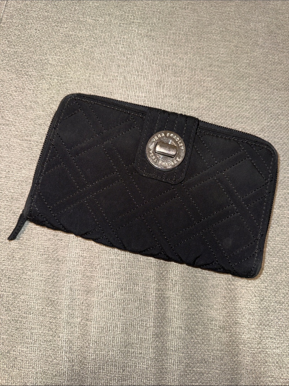 Quilted Zip-Around Wallet with Signature Turn-Lock
